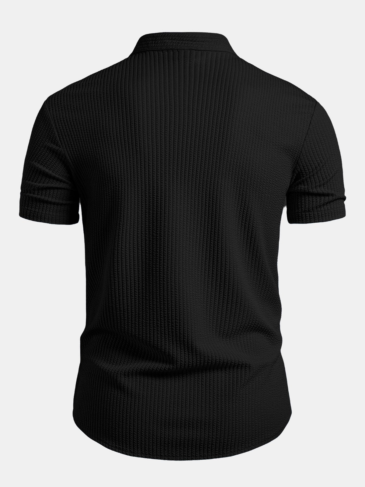 Muscle Fit Ribbed Stand Collar Shirt