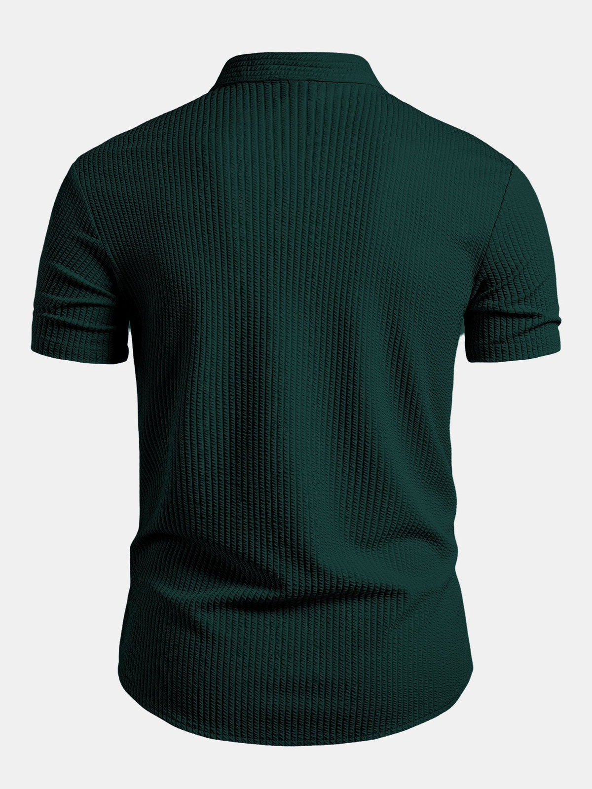 Muscle Fit Ribbed Stand Collar Shirt