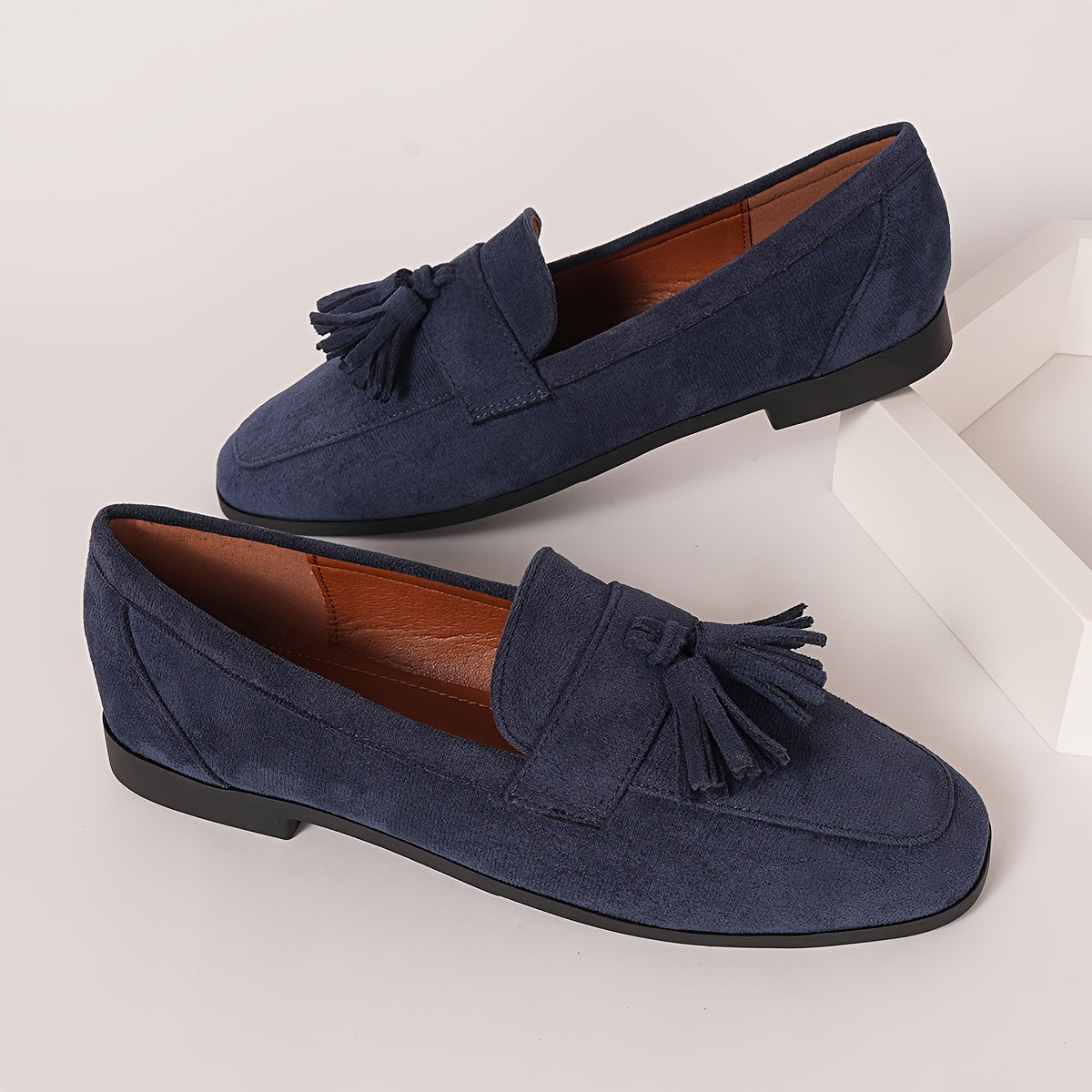 Navy Blue Loafers Comfortable Supportive Flat Heel