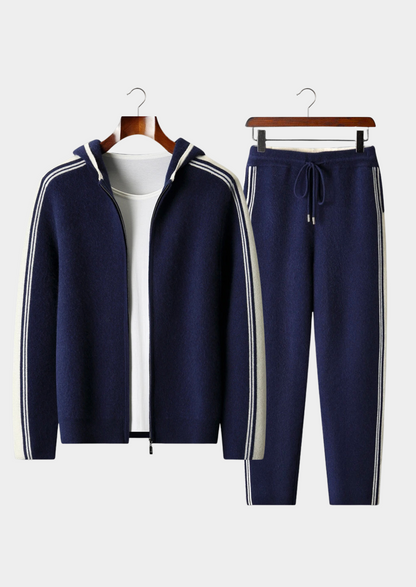 PURE EXTRA-FINE MERINO WOOL NAVY BLUE DAMIEN SET