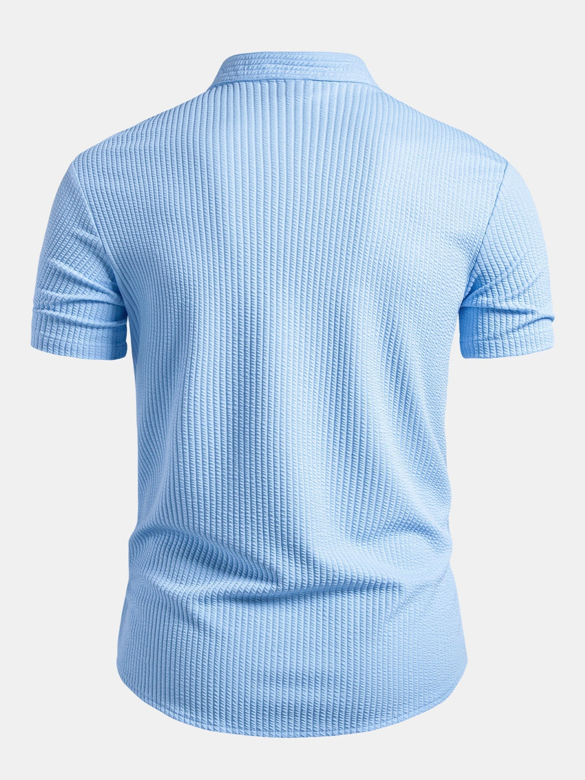 Muscle Fit Ribbed Stand Collar Shirt