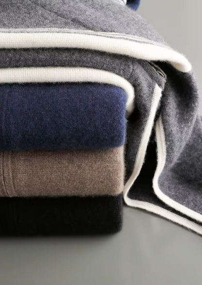 PURE EXTRA-FINE MERINO WOOL NAVY BLUE DAMIEN SET