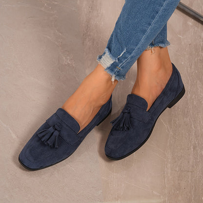 Navy Blue Loafers Comfortable Supportive Flat Heel