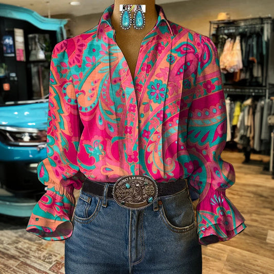 Vintage Floral Print Blouse