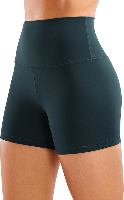 YOGA Womens Yoga Shorts - High Waisted Workout Gym Leggings Running Spandex Biker Shorts