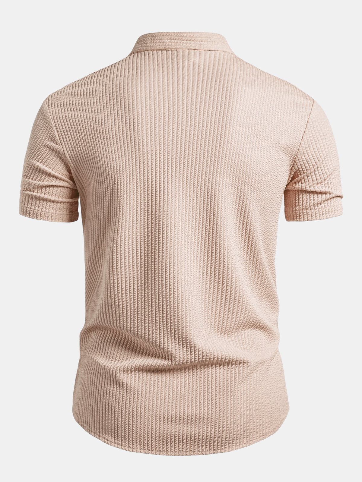 Muscle Fit Ribbed Stand Collar Shirt