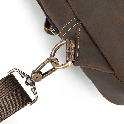 Men's Leather Crossbody Bag with USB Charging Port - Premium Cowhide Sling Bag