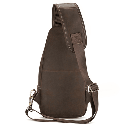 Men's Leather Crossbody Bag with USB Charging Port - Premium Cowhide Sling Bag