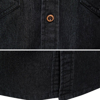 Adaptive Fit Cotton Denim Shirt: Tailored For Men