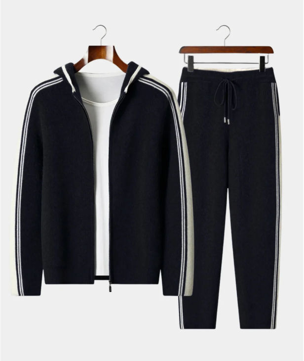 PURE EXTRA-FINE MERINO WOOL NAVY BLUE DAMIEN SET