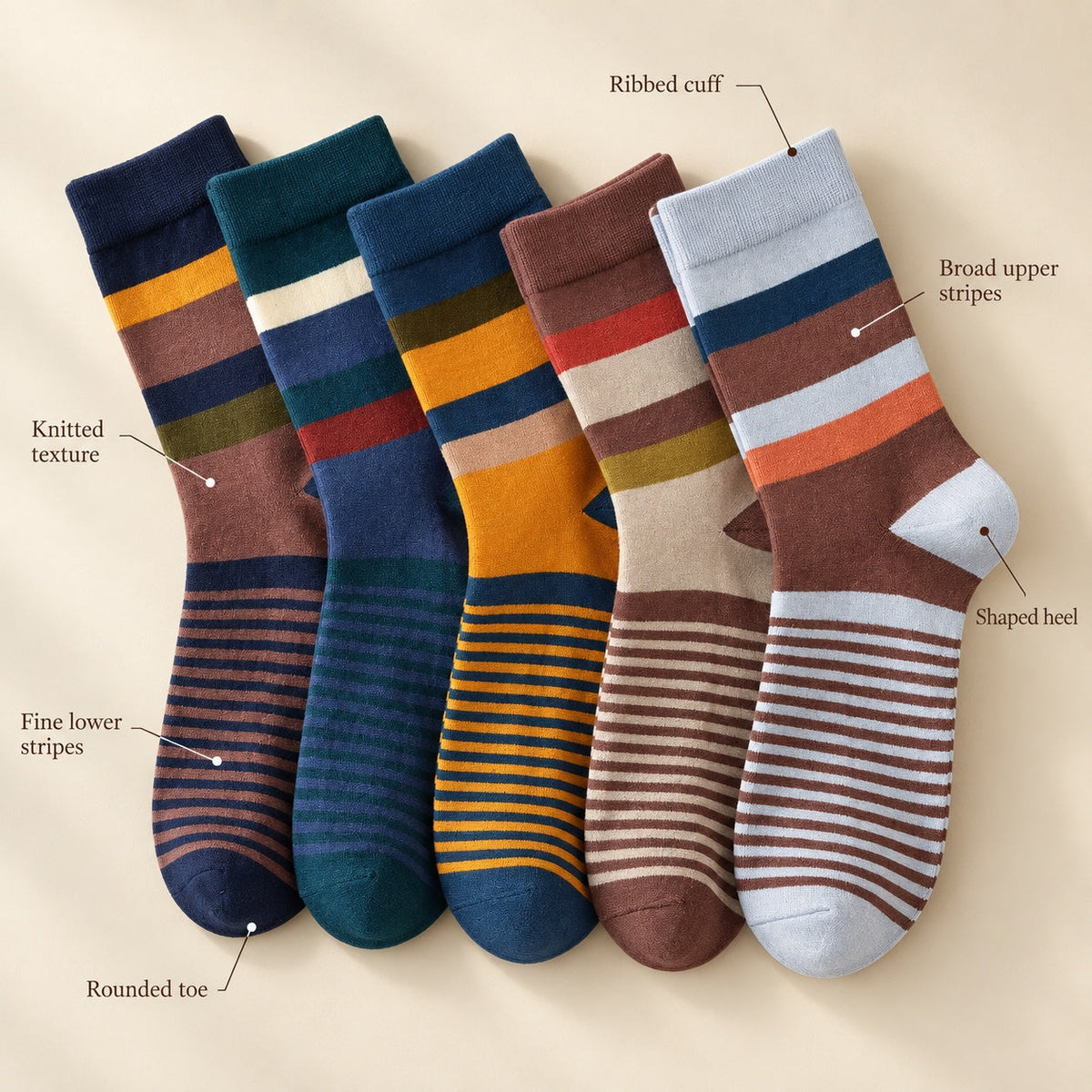 Colorblock Combed Cotton Socks