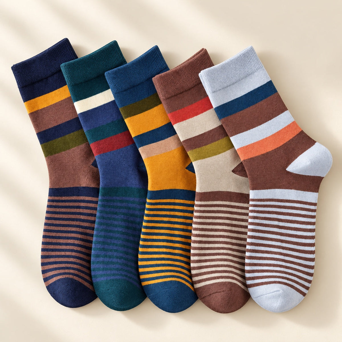 Colorblock Combed Cotton Socks