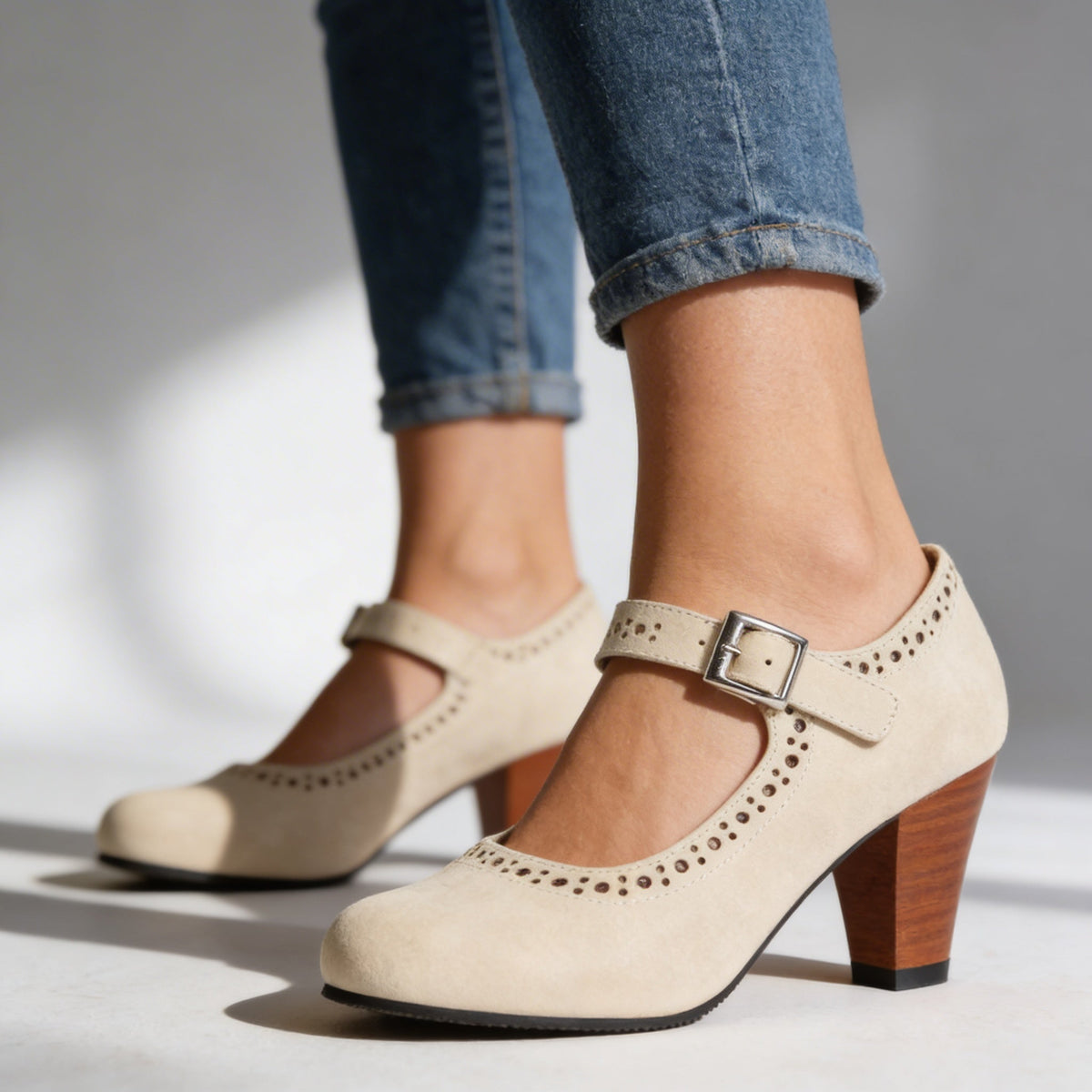 Mary-Jane Suede Pump