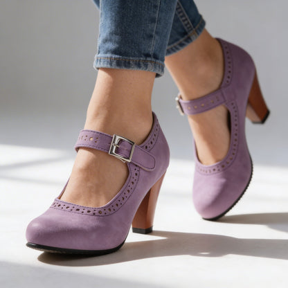 Mary-Jane Suede Pump
