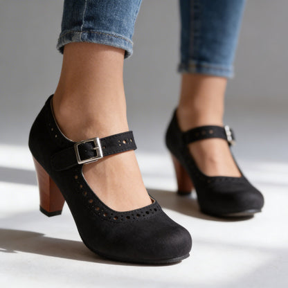 Mary-Jane Suede Pump