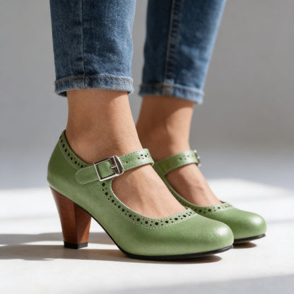 Mary-Jane Suede Pump