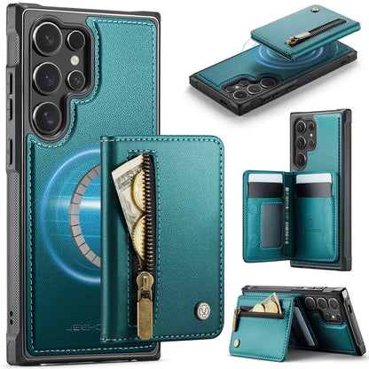 New 2-in-1 RFID Blocking Zipper Wallet Leather Phone Case for Samsung Galaxy S24 Ultra